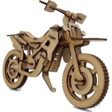 Mavi Doku Motocross Motosiklet 3D Ahşap Puzzle Maketi