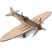 Mavi Doku Spitfire Savaş Uçağı 3D Ahşap Puzzle Maketi