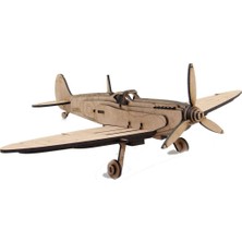 Mavi Doku Spitfire Savaş Uçağı 3D Ahşap Puzzle Maketi