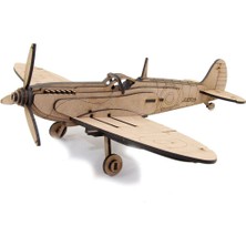 Mavi Doku Spitfire Savaş Uçağı 3D Ahşap Puzzle Maketi