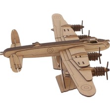 Mavi Doku Lancaster Bombardıman Uçağı 3D Ahşap Puzzle Maketi