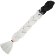 Afro Örgülük Sentetik Renk Geçişli Saç 100 Gr. / Siyah / Açık Gri /