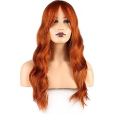 Colezium Dalgalı Özel  Kahküllü  Kanekalon Fiber  Sentetik Orta Boy Peruk / Bakır /