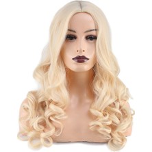 Colezium Dalgalı Kahküllü Siz Uzun Kanekalon Fiber  Sentetik Peruk / Platin /