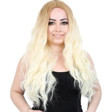 Colezium Kanekalon Fiber  Sentetik Uzun Su Dalgalı Görünümlü  Peruk / Balköpüğü / Platin Uzun Ombreli /