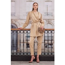 HE-QA Şal Yaka Takım Koyu Bej