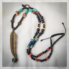 Z Jewelry Art Lakkı Phedara - Etnik Otantik Bohem Tüy Kolye