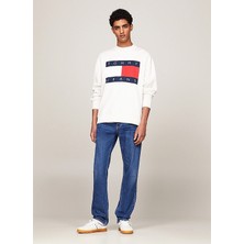 Tommy Jeans Bisiklet Yaka Krem Erkek Sweatshırt DM0DM19222YBH Rlx Bıg