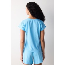 Penti Blue Heart Şortlu Mavi Pijama Takımı