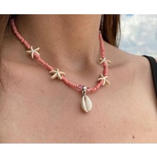 İpar Aksesuar Pembe Kum Boncuk Deniz Yıldızı Kolye