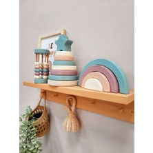 Tinyminywoods Yıldız Halka Kule Set (Halka Kule + Abaküs + Gökkuşağı )Ahşap Oyuncak Dekor Montessori Oyuncak