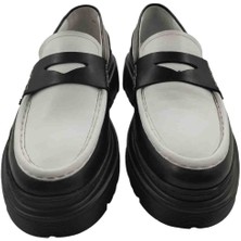 Milonek Shoes 13081932 Loafer Siyah Beyaz 