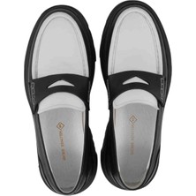 Milonek Shoes 13081932 Loafer Siyah Beyaz 