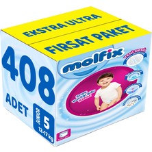 Molfix Külot Bebek Bezi Beden:5 (12-17KG) Junior 408 Adet Ekstra Ultra Fırsat Pk