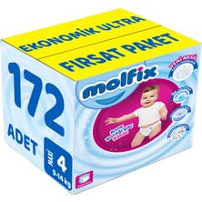 Molfix Külot Bebek Bezi Beden:4 (9-14KG) Maxi 172 Adet Ekonomik Ultra Fırsat Pk