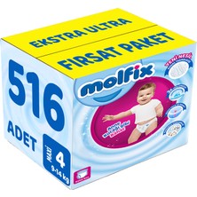 Molfix Külot Bebek Bezi Beden:4 (9-14KG) Maxi 516 Adet Ekstra Ultra Fırsat Pk