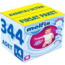 Molfix Külot Bebek Bezi Beden:4 (9-14KG) Maxi 344 Adet Avantaj Ultra Fırsat Pk