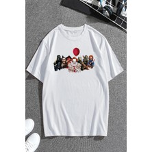 Only Trendwear  Korku Karakterleri Baskılı Unisex Oversize Tshirt