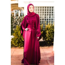 Harika Wear Koyu Fuşya Ipek Abaya