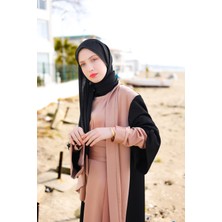 Harika Wear Siyah/ton Ipek Abaya Fereca (Büyük Beden)