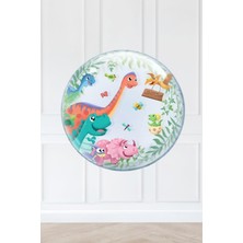 Pekshop Dinazor Konsept Yuvarlak Folyo Balon Dinozor Doğum Günü Balonu 45CM