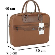 Case Club Unisex Deri Laptop Evrak Çantası 15,6 Inç Taba