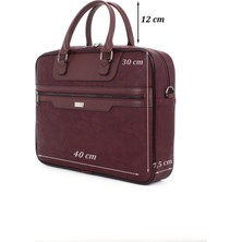 Case Club Unisex Deri Laptop Evrak Çantası 15,6 Inç Bordo