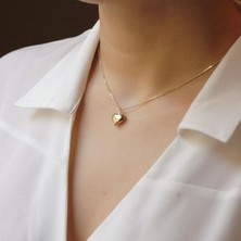 Diamine 14 Ayar Altın Küp Zincir Kalp Kolye