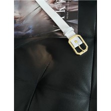 ZR Accessory Küt Kesim Dirtdörtgen Şekilli Gold Tokalı Gömlek Kemeri, Pantolon Kemeri, Elbise Kemeri