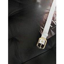 ZR Accessory Küt Kesim Dirtdörtgen Şekilli Gold Tokalı Gömlek Kemeri, Pantolon Kemeri, Elbise Kemeri