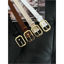 ZR Accessory Küt Kesim Dirtdörtgen Şekilli Gold Tokalı Gömlek Kemeri, Pantolon Kemeri, Elbise Kemeri