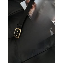 ZR Accessory Küt Kesim Dirtdörtgen Şekilli Gold Tokalı Gömlek Kemeri, Pantolon Kemeri, Elbise Kemeri