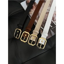 ZR Accessory Küt Kesim Dirtdörtgen Şekilli Gold Tokalı Gömlek Kemeri, Pantolon Kemeri, Elbise Kemeri
