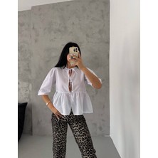 Galavip Kadın Yeni Sezon Önü Bağlamalı Poplin Kumaş Bluz