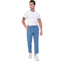 Sh Mağazacılık Ince Yazlık Erkek Yüksek Bel Rahat Salaş Pamuklu Slouchy Fit Basic Beli Lastikli Bilek Boy Pantolon