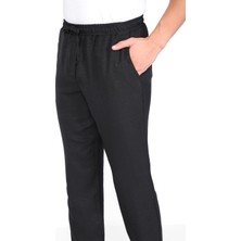 Sh Mağazacılık Ince Yazlık Erkek Yüksek Bel Rahat Salaş Pamuklu Slouchy Fit Basic Beli Lastikli Bilek Boy Pantolon