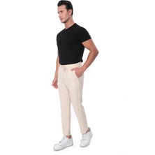 Sh Mağazacılık Ince Yazlık Erkek Yüksek Bel Rahat Salaş Pamuklu Slouchy Fit Basic Beli Lastikli Bilek Boy Pantolon