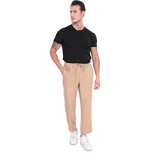 Sh Mağazacılık Ince Yazlık Erkek Yüksek Bel Rahat Salaş Pamuklu Slouchy Fit Basic Beli Lastikli Bilek Boy Pantolon