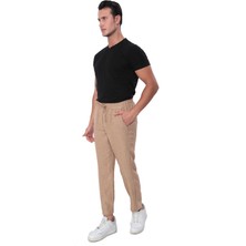 Sh Mağazacılık Ince Yazlık Erkek Yüksek Bel Rahat Salaş Pamuklu Slouchy Fit Basic Beli Lastikli Bilek Boy Pantolon