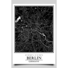 Hari Tasarım Berlin Şehir Haritası Çerçevesiz Poster-Harita Sanatı, Map Art Design