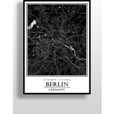 Hari Tasarım Berlin Şehir Haritası Çerçevesiz Poster-Harita Sanatı, Map Art Design