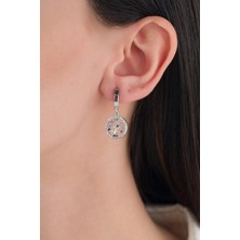 TMT Silver Gümüş Renkli Zirkon Taşlı Aile Ağacı Hayat Ağacı  Küpe