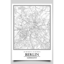 Hari Tasarım Berlin Şehir Haritası Çerçevesiz Poster-Harita Sanatı, Map Art Design