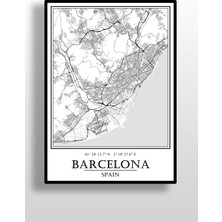 Hari Tasarım Barselona Şehir Haritası Çerçevesiz Poster-Harita Sanatı, Map Art Design