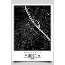 Hari Tasarım Viyana Şehir Haritası Çerçevesiz Poster-Harita Sanatı, Map Art Design