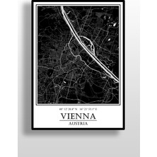 Hari Tasarım Viyana Şehir Haritası Çerçevesiz Poster-Harita Sanatı, Map Art Design