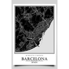 Hari Tasarım Barselona Şehir Haritası Çerçevesiz Poster-Harita Sanatı, Map Art Design