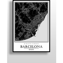 Hari Tasarım Barselona Şehir Haritası Çerçevesiz Poster-Harita Sanatı, Map Art Design