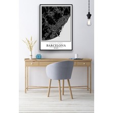 Hari Tasarım Barselona Şehir Haritası Çerçevesiz Poster-Harita Sanatı, Map Art Design