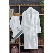 Tabea Home Unisex Arya Havlulu Bornoz Seti | Nakışlı | Pamuklu